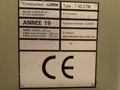 PLAQUE SUR TOUPIE-TENONNEUSE LUREM T50 CTM